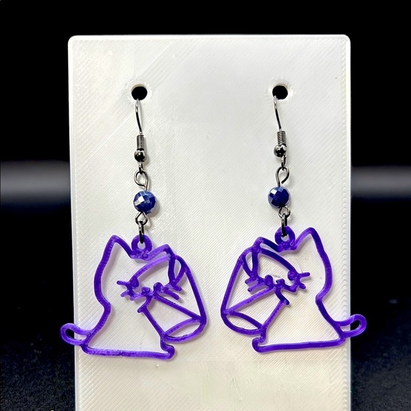 Purple Cat Earrings - Picture 5 of 6